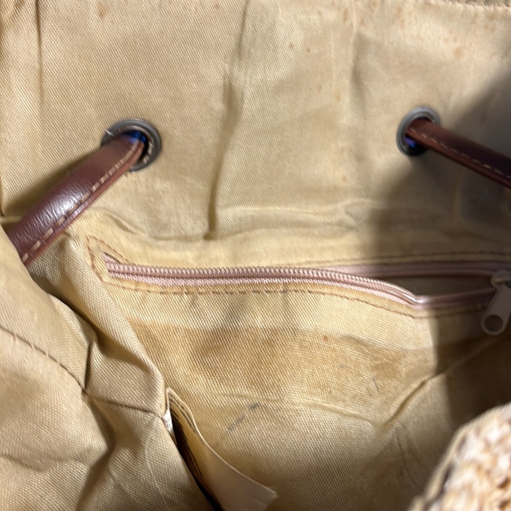 Backpack Style Straw Drawstring Purse. - Picture 6 of 6